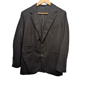 Thom Sweeney Sample Two Button Wool Blend Blazer Sport Coat Jacket Navy